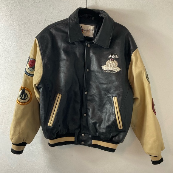2000 Walt Disney World 100 years of Magic Leather Bomber Coat Sz M. RARE